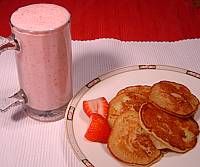 Apple Pancakes and Strawberry Yogurt Smoothie