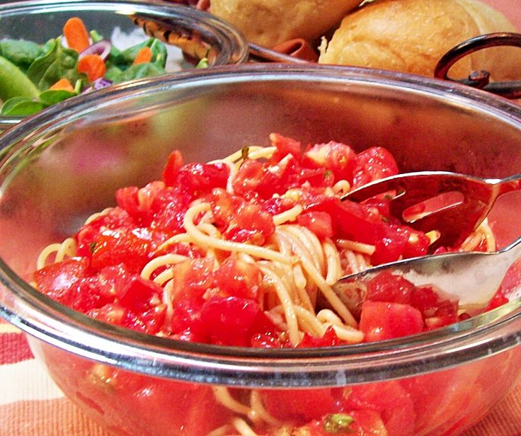 Recipe for Basil Tomato Marinade over Pasta