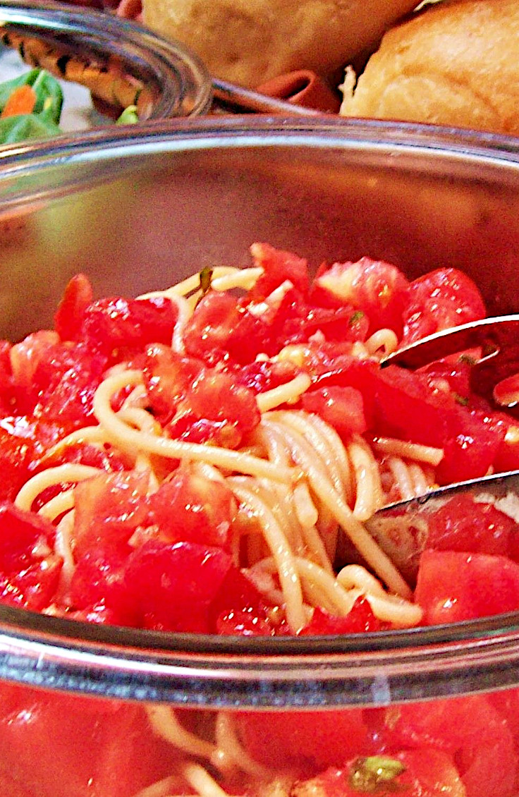 Basil Tomato Marinade over Pasta
