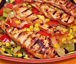 Corn and Peppers with Grilled Chicken