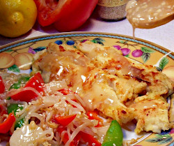 Crusty Lemon Chicken with Sesame Bean Sprouts 