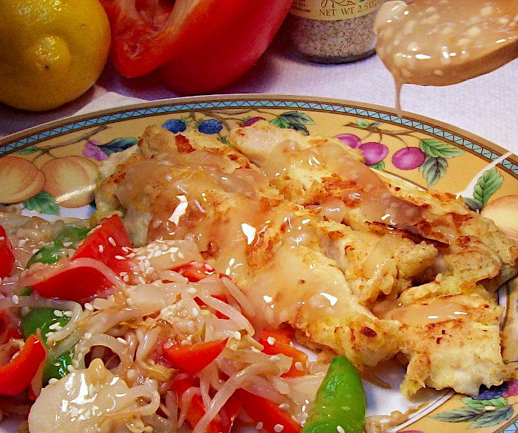 Image of Crusty Lemon Chicken with Sesame Bean Sprouts