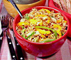 Flakey Fish with Peppers and Rice