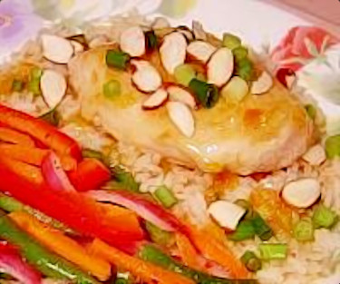 Glazed Chicken over Rice with Fresh Green Bean Salad