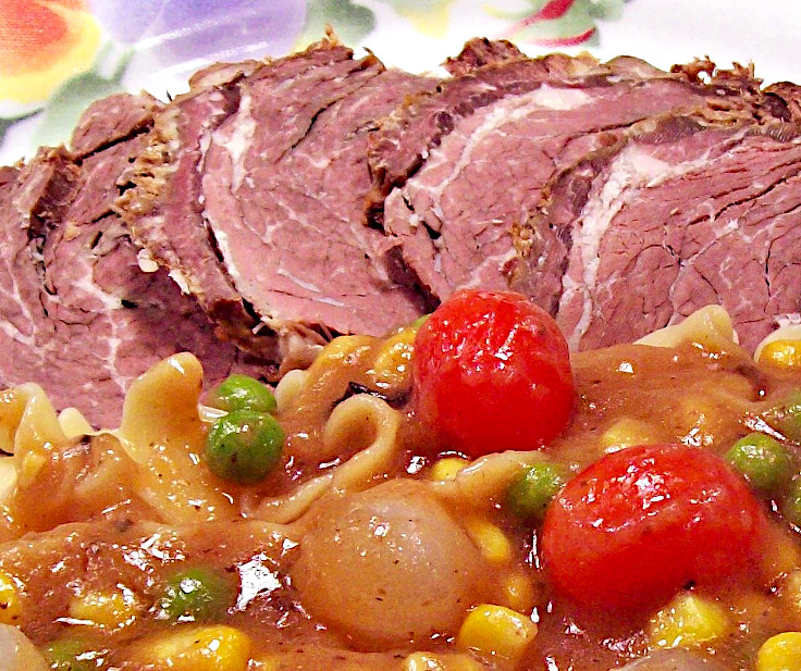 Jeweled Gravy over Noodles with Pot Roast