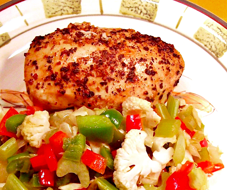 Lemon Marinated Baked Chicken Breast and Stir Fry Side Dish