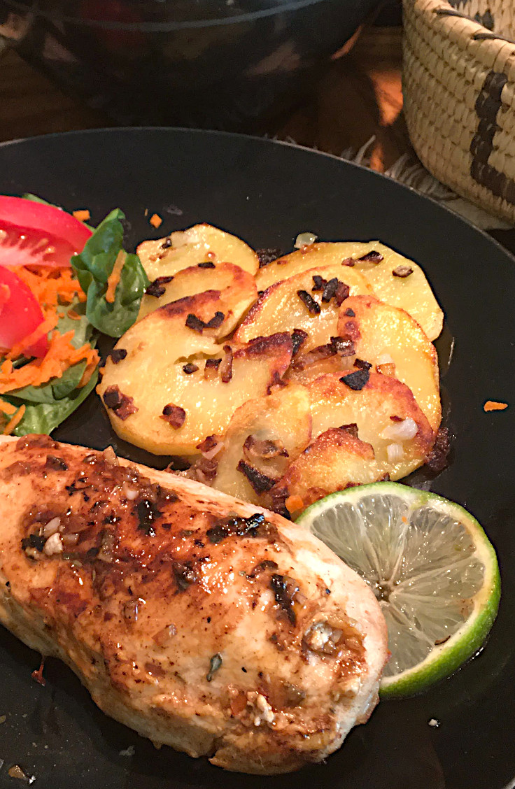 Lime Glazed Chicken and Garlicky Skillet Spuds