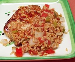 Quickie Spanish Rice and Pork Loin Chop