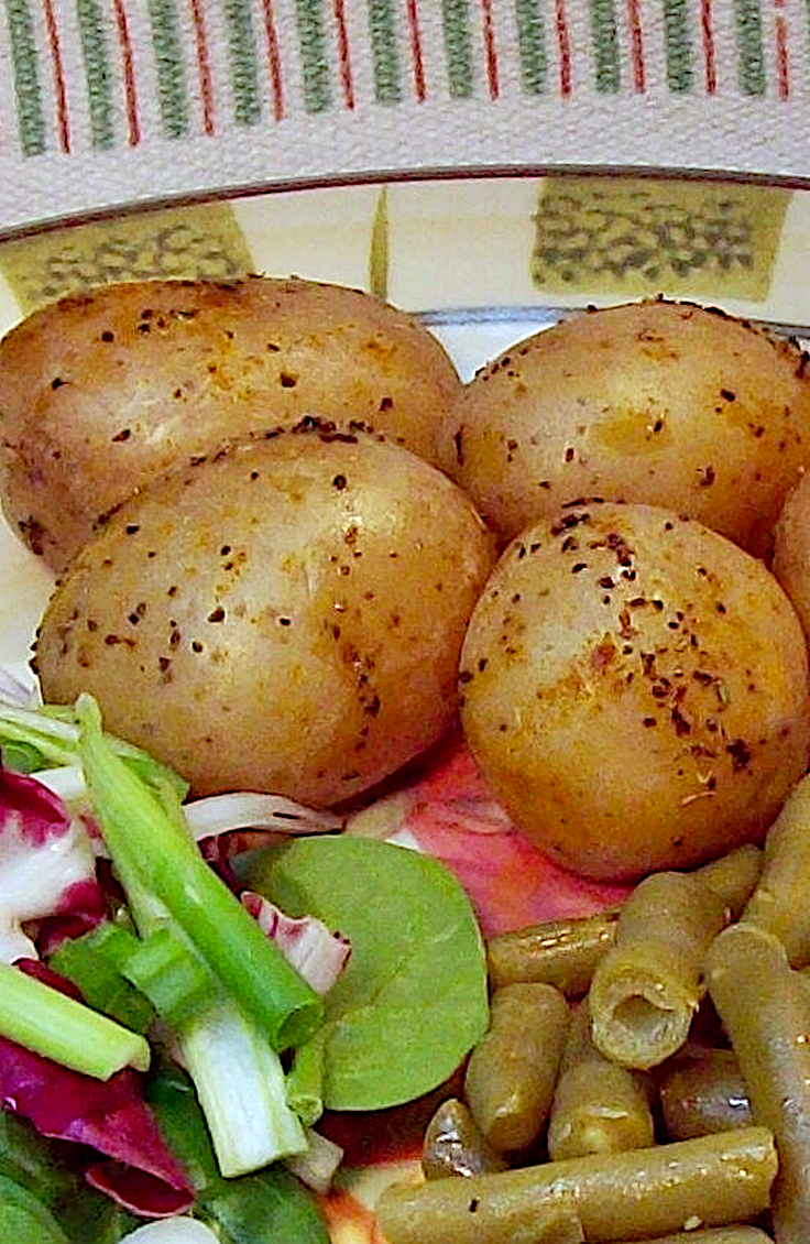 Roasted New Potatoes with Green Beans and Salad