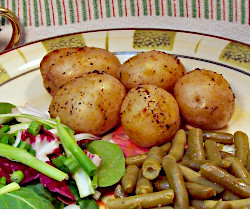 Roasted New Potatoes with Green Beans and Salad