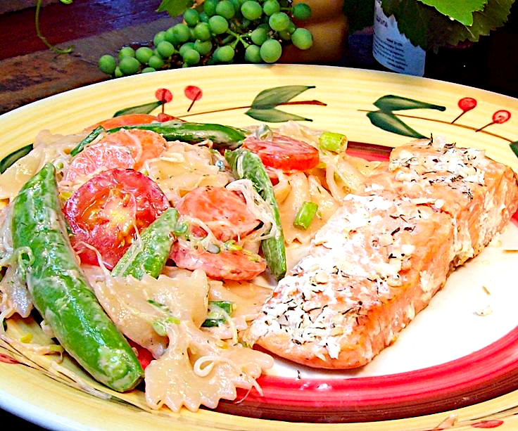 Roasted Salmon with Bow-Tie Pasta Salad