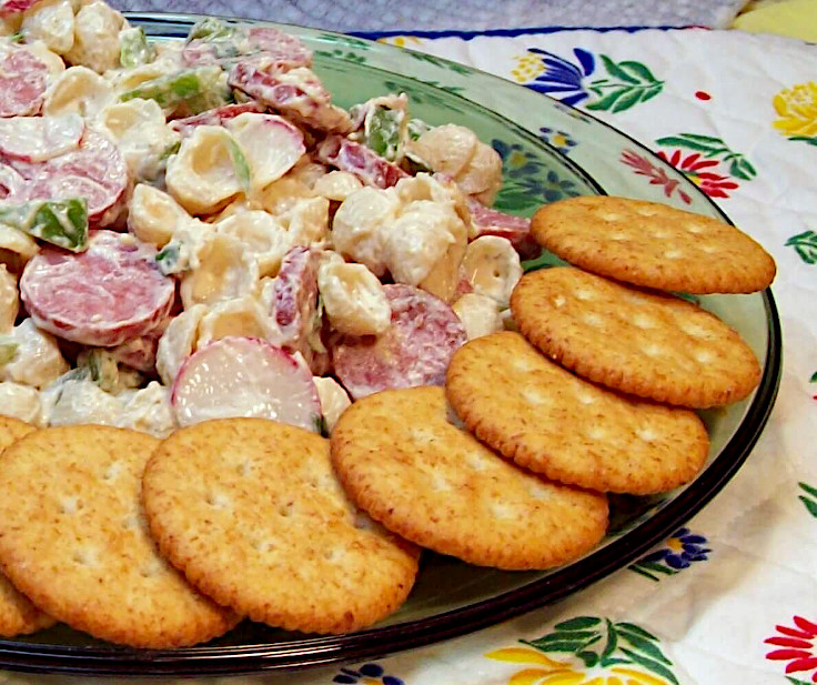 Summer Sausage Cream Cheese Pasta Salad