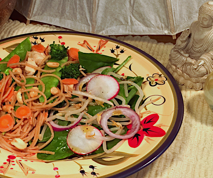 Thai Peanut Chicken with Spinach Salad