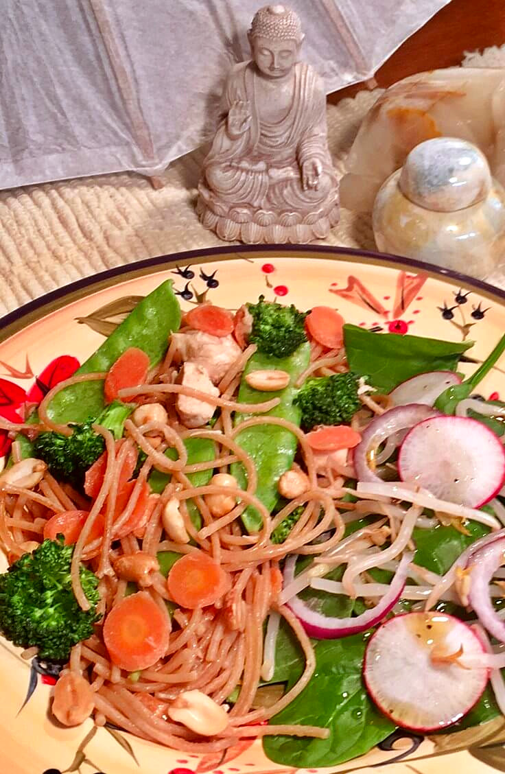 Thai Peanut Chicken with Spinach Salad