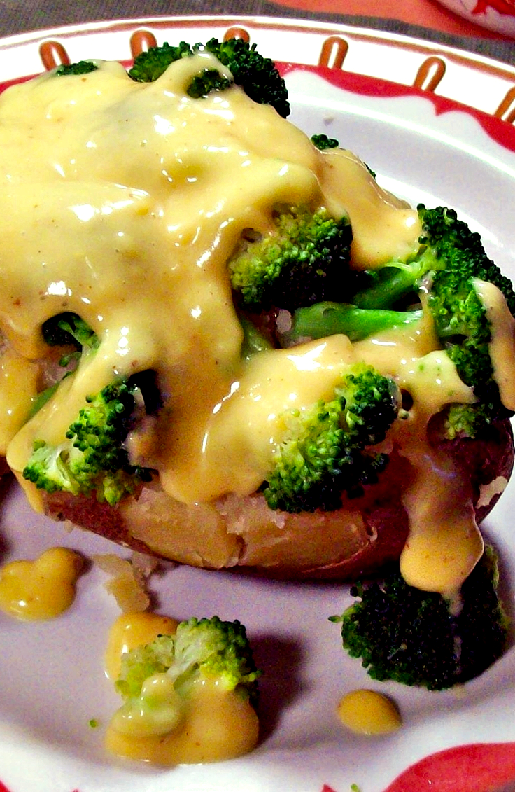 Yogurt Cheese Sauce over Broccoli and Baked Potatoes
