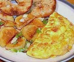 Pepperoni Omelet with Potatoes O'Brien